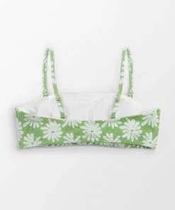 CUPSHE Swimwear UP TO 70% OFF Light Green Floral Bandeau Bikini Top