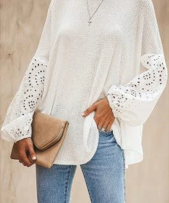 CUPSHE Loose Round Neck Long Sleeve Top Accs & Clothing