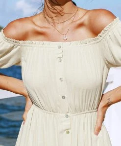 CUPSHE Trisha Button Front Ruffle Hem Dress Dresses