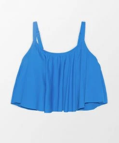 CUPSHE Stacey Blue Ruffle Plus Size Tankini Top Swimwear UP TO 70% OFF