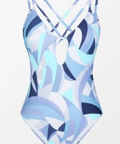 CUPSHE One Pieces Modern Geo Double Strap Keyhole One Piece Swimsuit