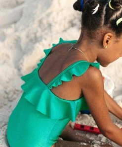 CUPSHE One Pieces Street Art Bandeau Ruffles Girls Swim One Piece Swimsuit