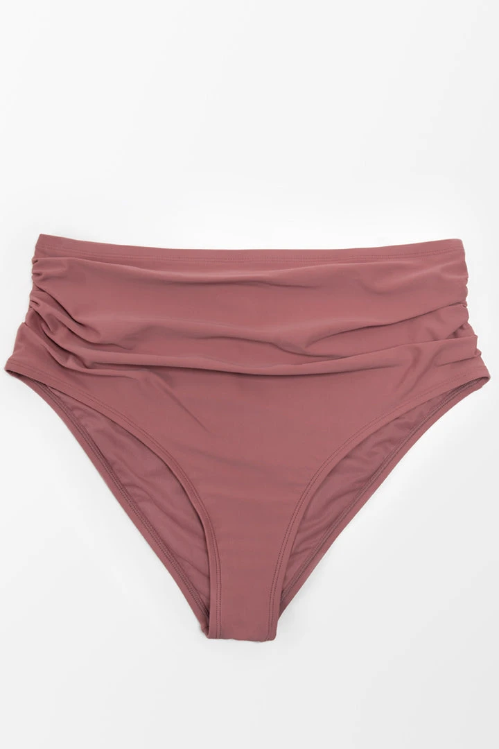 CUPSHE Swimwear BOGO 40% OFF Charmed Romance Pink Shirring Tummy Control Plus Size Bikini Bottom