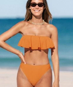 CUPSHE Dessert & Daiquiris Flounce Bandeau And High Waist Bikini Set
