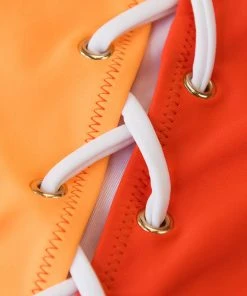 CUPSHE Colorblock One Shoulder Lace Up One Piece Swimsuit One Pieces