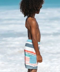 CUPSHE Shoreline Stripe Boys’ Fixed Board Shorts