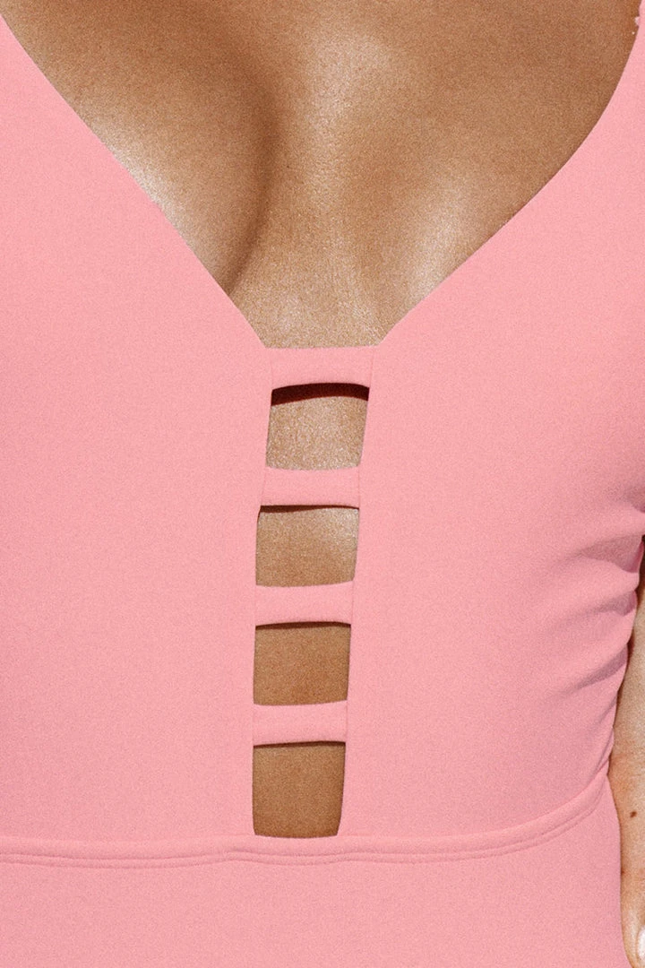 CUPSHE Santorini Solid Strappy Pink One Piece Swimsuit One Pieces