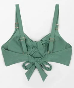 CUPSHE Braylee Green Twist Plus Size Bikini Top