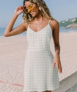 CUPSHE Haven Scoop Gingham Slip Dress Dresses