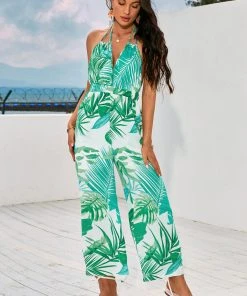 CUPSHE Esperanza Halter Neck Backless Elastic Waist Jumpsuit Accs & Clothing