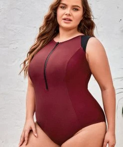 CUPSHE Wild Ronarce Front Zip Tummy Control Plus Size One Piece Swimwear BOGO 40% OFF