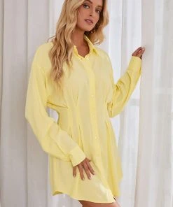 CUPSHE Ivory Coast Shirt Collar Open Front Dress Dresses