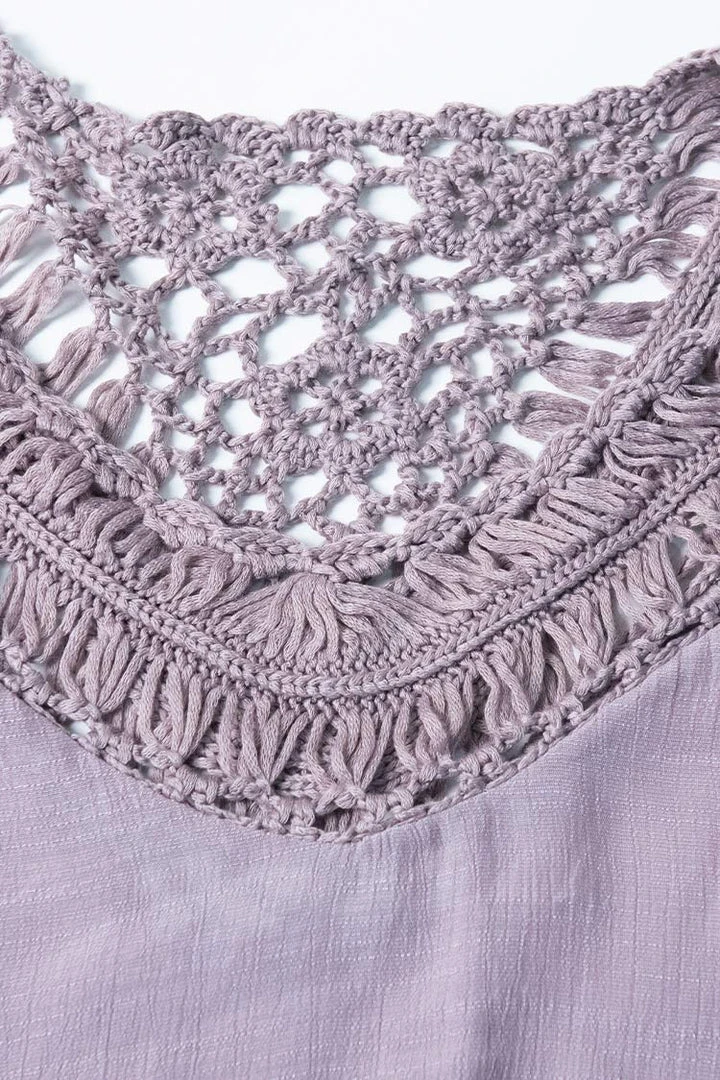 CUPSHE Sadie Crochet Fringe Half Sleeve Cover Up Cover Ups