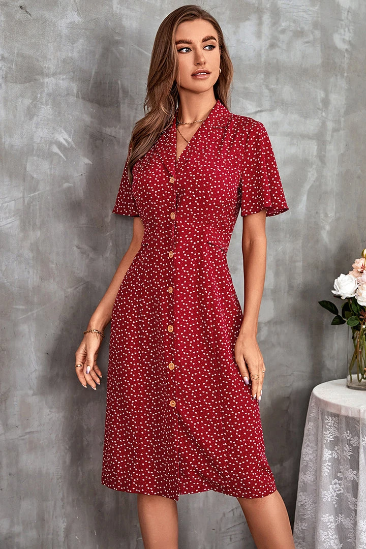CUPSHE Alvina V-neck Short Sleeve Button Dress Dresses