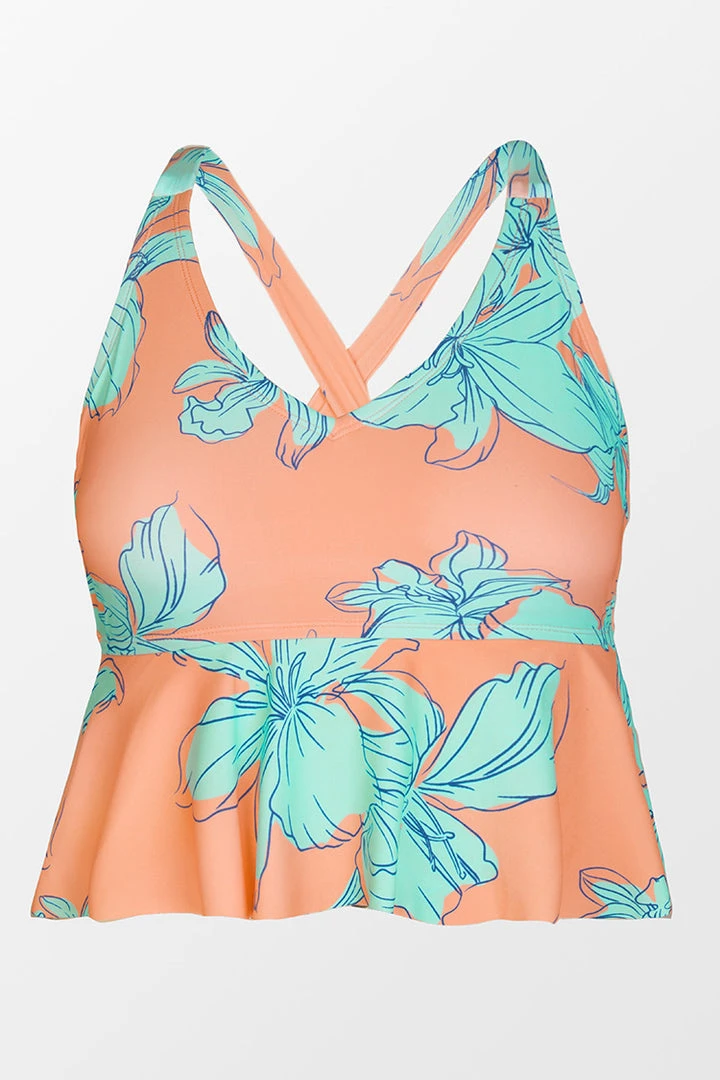 CUPSHE Blooming Flowers Cropped Peplum Plus Size Tankini