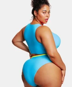 CUPSHE Cali Colorblock Zip Up Tankini & High Waist Plus Size Bikini Set