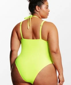 CUPSHE Love Los Angeles Strappy Plunge Plus Size One Piece Swimsuit