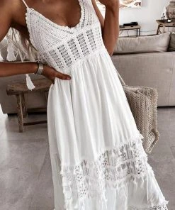 CUPSHE Dresses Ellis Thin Straps Tassel Lace Trims Dress