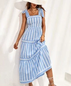 CUPSHE Gwyneth Wide Straps Elastic Waist Maxi A-Shape Dress