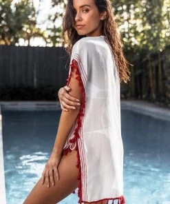 CUPSHE Ellis Dolman Sleeve Fringe Kaftan Cover Ups