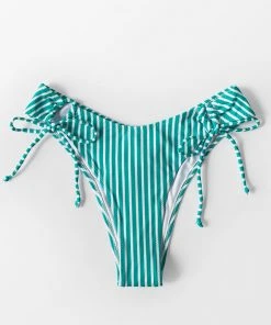 CUPSHE Swimwear UP TO 70% OFF Blue Striped Side Ties Bikini Bottom