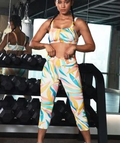 CUPSHE Amantea Abstract Print Zip Front Sports Bra