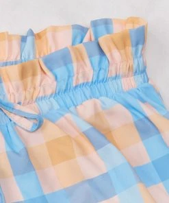 CUPSHE Blue Dresses Janae Plaid Elastic Waist Shorts