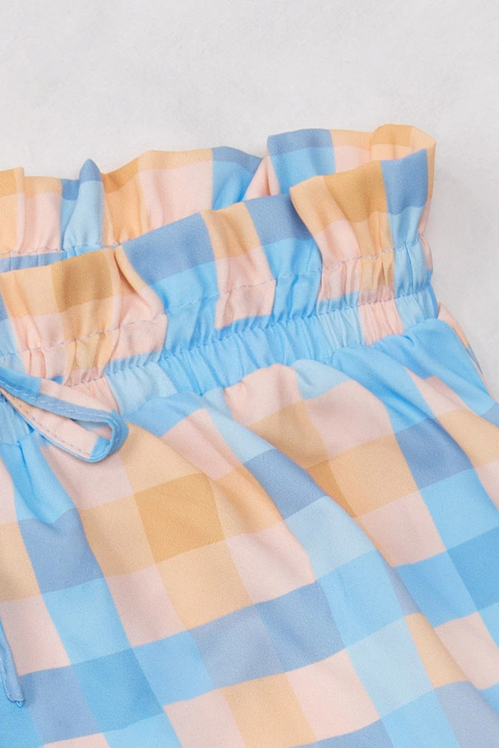 CUPSHE Blue Dresses Janae Plaid Elastic Waist Shorts
