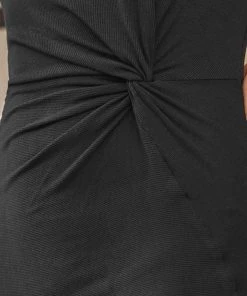CUPSHE Harmoni Black Twist Front Bodycon Dress