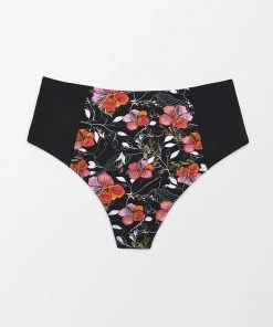 CUPSHE Black Floral High Waisted Plus Size Bikini Bottom