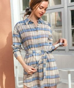 CUPSHE Dresses Giana Mini Length Button Shift Tie Dress