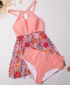 CUPSHE Floral Cutout Plus Size Tankini