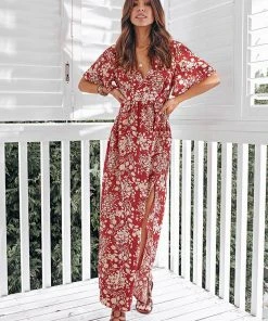 CUPSHE Luciana V-neck Flared Sleeve Maxi Dress Dresses