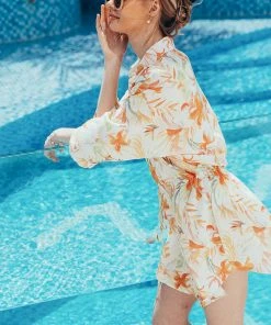 CUPSHE Dresses Aisha Leafy Shirt Collar Dress