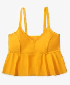CUPSHE Karlee Yellow V-neck Ruffle Plus Size Bikini Top Swimwear BOGO 40% OFF
