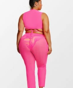 CUPSHE Love Los Angeles Lace Crop Top & Merrow Edge Plus Size Pants Set Cover Ups