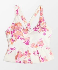 CUPSHE Swimwear BOGO 40% OFF Larissa Floral V-neck Ruffle Back Tie Plus Size Tankini Top