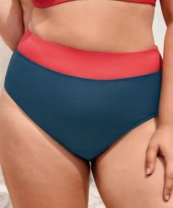 CUPSHE 4th Of July Sea To Shining Sea Banded High Waist Plus Size Bikini Bottoms