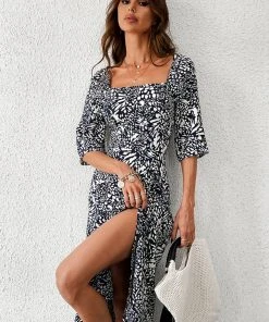 CUPSHE Dresses Lisa Square Neck Long Sleeve Mid Length Dress