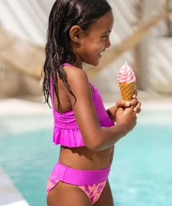 CUPSHE Swimwear UP TO 70% OFF Girls’ Wild At Heart Ruffle Bandeau And Wide Band Hipster Set