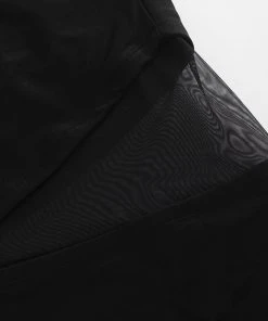 CUPSHE One Pieces Forest Adventure Solid Mesh One Shoulder Black One Piece Swimsuit