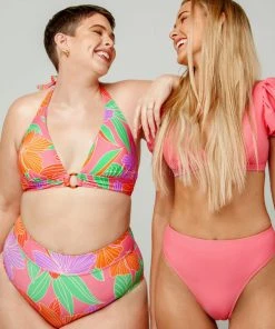 CUPSHE Swimwear UP TO 70% OFF Floral Impressions Halter High Waist Tummy Control Plus Bikini