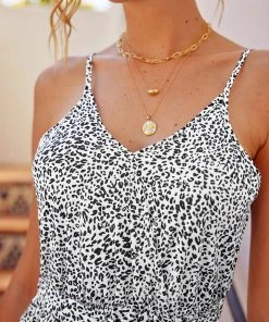 CUPSHE Vestrahorn Leopard Ruffle Tie A-Shape Dress