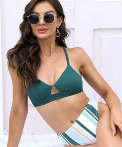 CUPSHE Mainz Day Trip Banded X-Back Bralette And High Waist Bikini Set Bikinis