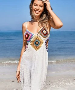 CUPSHE Cameron Crochet Fixed Straps V-neck Cover Up