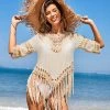 CUPSHE Cover Ups Cameron Drop Shoulder Sleeve Crochet Tassel Cover Up