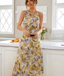 CUPSHE Dresses Aria Round Neck Tie Waist Cut Out A-Shape Dress