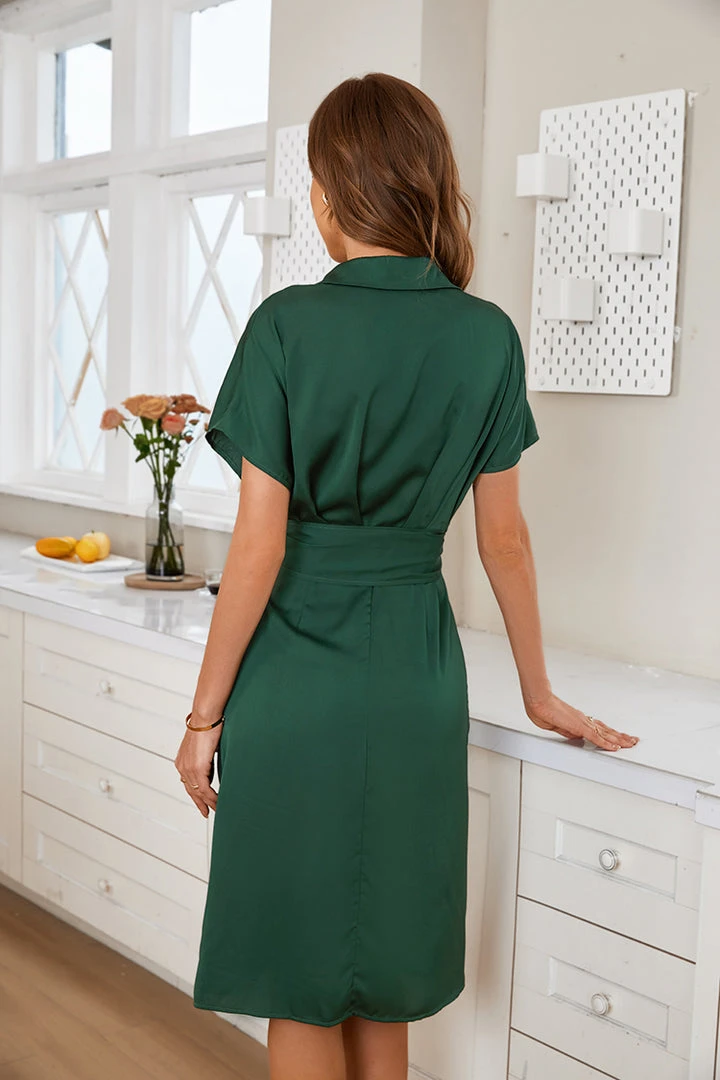 CUPSHE Zita Shirt Collar Ruching Fitted Waisted Dress Dresses