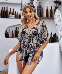 CUPSHE Cover Ups Ariah Irregular Hem Drawstring Top Cover Up