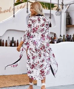 CUPSHE Ariya Open Front Loose Waisted Drop Shoulder Sleeve Cover Up